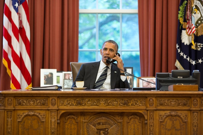 President Obama on Phone